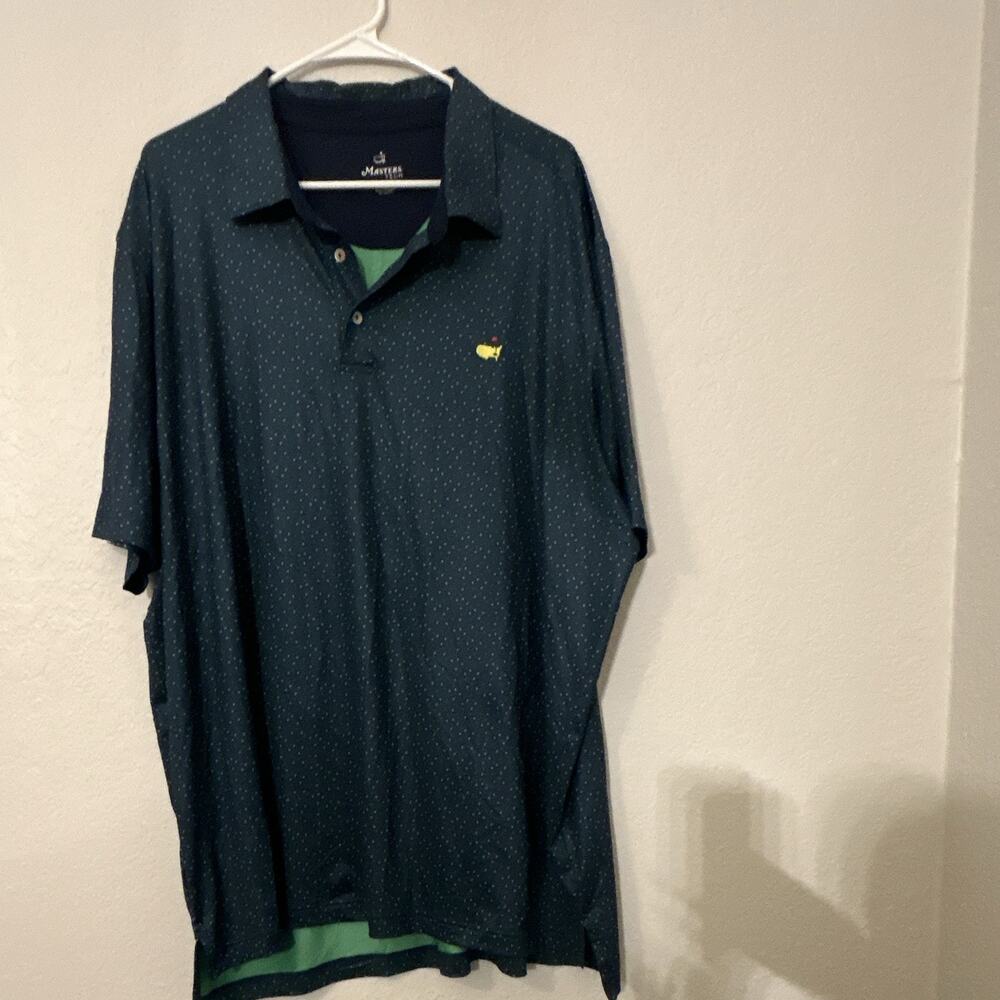 Masters Tech Men's XXL Navy Polka Dot Breathable Golf Polo Embroidered Logo